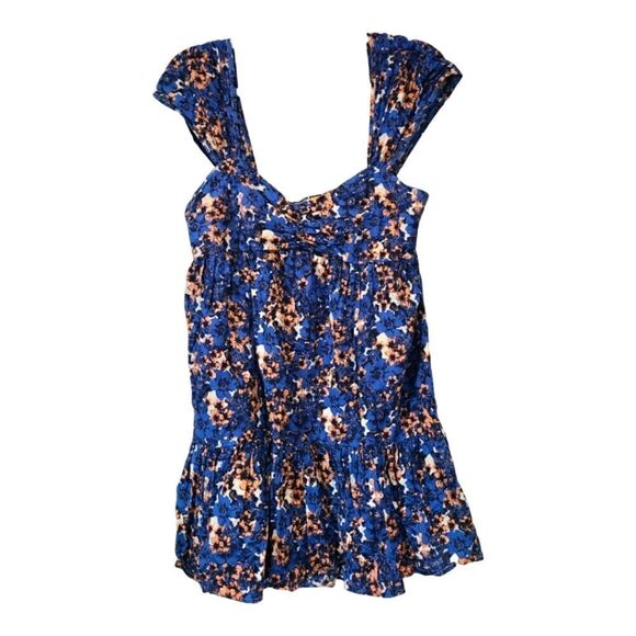 Free People Linen Blend Pattern Play Mini Floral Dress Cool Combo, Boho | M - Picture 4 of 12